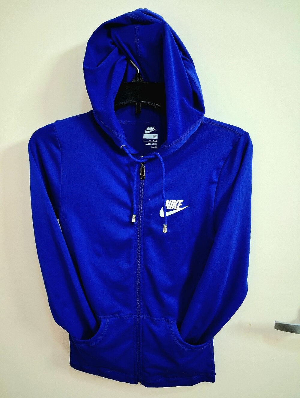 Nike Womens Royal Blue Full-Zip Track Jacket White Swoosh  Logo Sz M